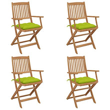 vidaXL Sedie da Giardino Pieghevoli 4 pz con Cuscini Massello Acacia