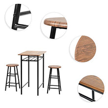 TOPVORK - Set di 3 tavoli da bar e sedie da bar, tavolo da bar e da pranzo, con 2 sgabelli da bar e ripiano integrato