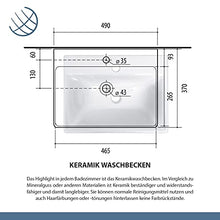 Planetmöbel Mobiletto per lavabo in ceramica, a specchio, 50 cm, opaco (bianco opaco)
