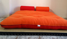 Divano Letto futon con braccioli Double Face Base Tatami Colori Rosso/Arancio Misura futon 120 x 200 cm