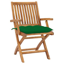 vidaXL Sedie da Giardino 2 pz con Cuscini Verdi in Massello di Teak