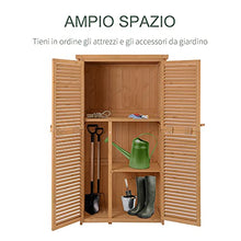 Outsunny Capanno per Attrezzi e Utensili da Giardino con 4 Scompartimenti in Legno di Abete Impermeabile 87x46.5x160cm