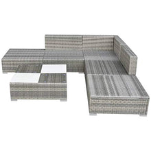 SKM Set Divani da Giardino 6 pz con Cuscini in Polyrattan Grigio