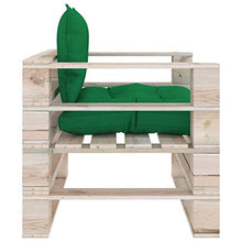 vidaXL Divano da Giardino in Pallet con Cuscini Verdi in Legno di Pino