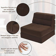 COSTWAY Divano Letto Pieghevole, Divano Poltrona Moderna e Convertibile, in Schiuma ad Alta Densità, 77 x 72 x 64 cm (caffè)