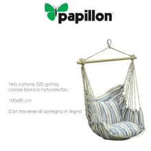 Pappillon - Sedia A Dondolo 1 Posto con Telo in Cotone Colore Bianco Naturale/Blu
