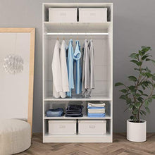 Cikonielf Armadio aperto per appendere e riporre vestiti, con 3 ripiani, per camera da letto, finitura in bianco con brillantini, 100 x 50 x 200 cm