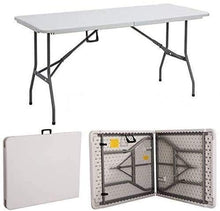 Tavolo da campeggio 5ft Heavy Duty Pieghevole Catering Camping Protable Picnic Garden Patio BBQ Party Tabella Pieghevole Pieghevole Tavolo da Trestle Facile da assemblare per BBQ Picnic Party con palm