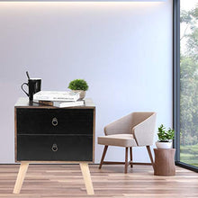 AYNEFY - Comodino vintage nero con cassetto