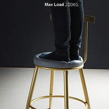GYPPG Modern Faux Leather Bar Stool - Arc Gold Iron Backrest - 5cm Thicken Upholstered - for Leisure Pub,Counter,Kitchen,Max Load 440 Ib