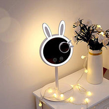 LFK Nuovo Coniglietto LED Riempire Luce Trucco Specchio Con Luce Intelligente Riempimento Desktop Trucco Specchio ABS Piccolo Regalo Bianco