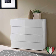 Stilprojectstore Comò 4 Cassetti Bianco Lucido - Onda - Made in Italy