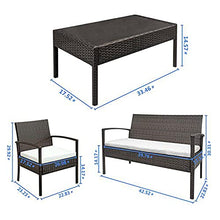 HJYUIK Garden Rattan Mobili Divano da Esterno A 4 Posti Patio Rattan Mobili da Giardino Set con Montaggio