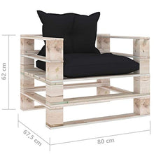 vidaXL Divano da Giardino in Pallet con Cuscini Nero in Legno di Pino