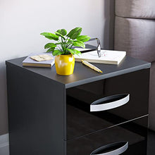 Marchio Amazon - Movian Lucido 2 Cassetti Comodino, Nero, 47 x 40 x 36 cm
