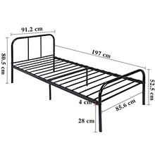 Coavas, telaio per letto matrimoniale, metallo, Single Bed Frmae, 90 x 190 cm