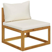 SKM Set Divani da Giardino 9 pz con Cuscini Crema in Legno Acacia (91kg)