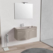 Bagno Italia Mobile Arredo Bagno Asia 80 cm mobile sospeso con lavabo cristallo bianco o tortora e specchio Mobili I