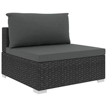Festnight Set Divani da Giardino in Polyrattan, Set di Mobili da Giardino, Set Divano Esterno con Cuscini Nero 6 pz