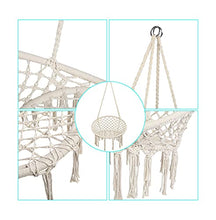 BaiJaC Sedute multifunzionali, Sling di Cotone Nappa Rotondo Beige, Sedia a Battente per Cortile, Camera da Letto, Patio, Giardino, Interni, all'aperto, Amaca con Supporto