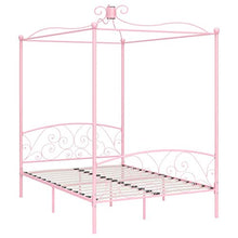 SKM Letto a Baldacchino Rosa in Metallo 140x200 cm
