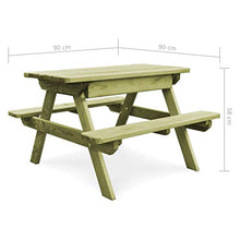 FAMIROSA Tavolo da Picnic con Panche 90x90x58 cm in Pino Impregnato