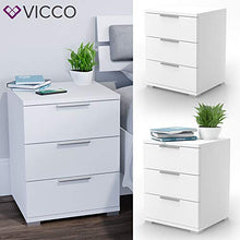 Vicco Comodino Bianco Tavolo da Notte Con 3 cassetti Comò cassettone