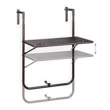 Relaxdays Tavolino Pieghevole Balcone, Tavolo da Appendere Ringhiera Altezza Regolabile Resistente Intemperie, Marrone