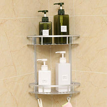 Hawsam Colla Mensola Angolare per Doccia Senza Foratura, Scaffale a 2 Ripiani in Alluminio per Bagno con Adesivo Cestino Portaoggetti per Shampoo