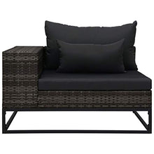 Tidyard 5 pz Set Divano da Giardino, Divano da Soggiorno, 5 Divani con Cuscini, Set Divani da Giardino con Tavolo, Set Divani Modulari da Giardino, in Polyrattan Grigio