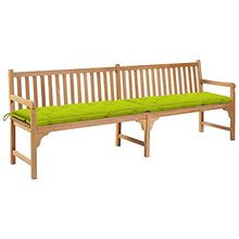 vidaXL Panca da Giardino e Cuscino Verde Brillante 240cm Legno di Teak