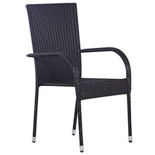 vidaXL 2X Sedie da Pranzo Impilabili Esterno in Polyrattan Nere Sedia Giardino