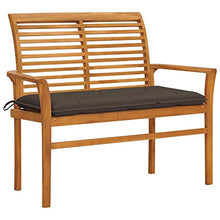 vidaXL Panca da Giardino e Cuscino Grigio Talpa 112 cm Massello Teak