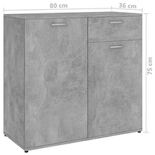vidaXL Credenza in truciolato grigio cemento 80x36x75 cm
