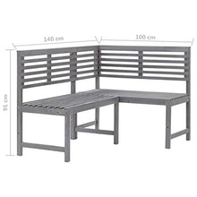 FAMIROSA Panca da Giardino ad Angolo Grigia 140 cm Legno Massello Acacia