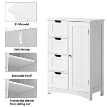 Leww, credenza da bagno, cassettiera multiuso, con 4 cassetti e 1 scomparto laterale, per soggiorno, cucina, corridoio