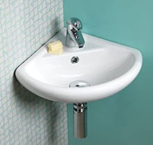 HOUSLER® Compatto lavabo in ceramica da appendere ad angolo con miscelatore e rifiuti 46x39x19cm