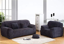 Interestmaker, copridivano elasticizzato in velluto per divano da 1, 2, 3, 4 posti, grigio., 2 Seater:145-185cm