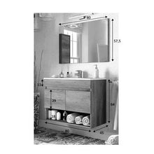 Bagno Italia Mobile bagno da cm 80 colore rovere venato con lavandino specchio arredo moderno sospeso