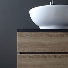 Kiamami Valentina MOBILE BAGNO QUERCIA TOP LEGNO ANTRACITE LAVABO DA APPOGGIO TONDO | SOLE