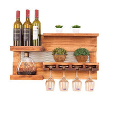 XZJJZ Muro Rack Rustico Vino Supporto della cremagliera del Vino in Legno con Supporto di Vetro Vino, Vino Storage Rack Casa e Cucina Décor