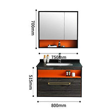 NgMik Cabinet Specchio Lavabo Simple Bagno Cabinet Set da Parete Bagno in Legno Cabinet Rock Plate Basin Vanity Specchio per Lo Specchio Facile da Pulire (Color : Orange, Size : 50x80x51.5cm)