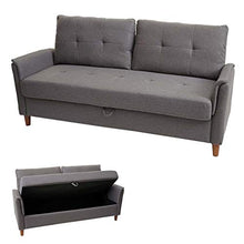 Mendler Divano a 3 posti Relax TV con vano Contenitore HWC-H23 Tessuto Grigio