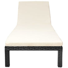 vidaXL Lettino Prendisole Regolabile Cuscino Poli Rattan Nero Sdraio Spiaggia