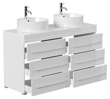 Mobile bagno a terra Memoria Modern bianco lucido con lavabi appoggiati
