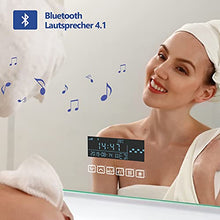Meykoers Specchio Bagno LED 80 x 60 cm con Interruttore tattile + Anti-appannamento + Bluetooth + Orologio Digitale, bianco freddo 6500K
