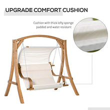 giordano shop Dondolo 2 Posti da Giardino 190x130x192 cm in Legno Sedile Imbottito Bianco Crema