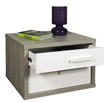 Comodino Linea Mi Piace Rovere Gessato 2 cassetti Bianchi Lucidi