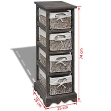 vidaXL Legno di Paulownia Struttura con 4 Cestini Tessuti Marrone Mobiletto