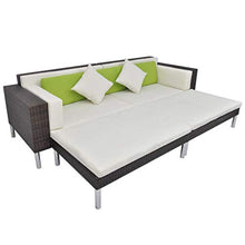 SKM Set Divani da Giardino 4 pz con Cuscini in Polyrattan Marrone (51.2kg)